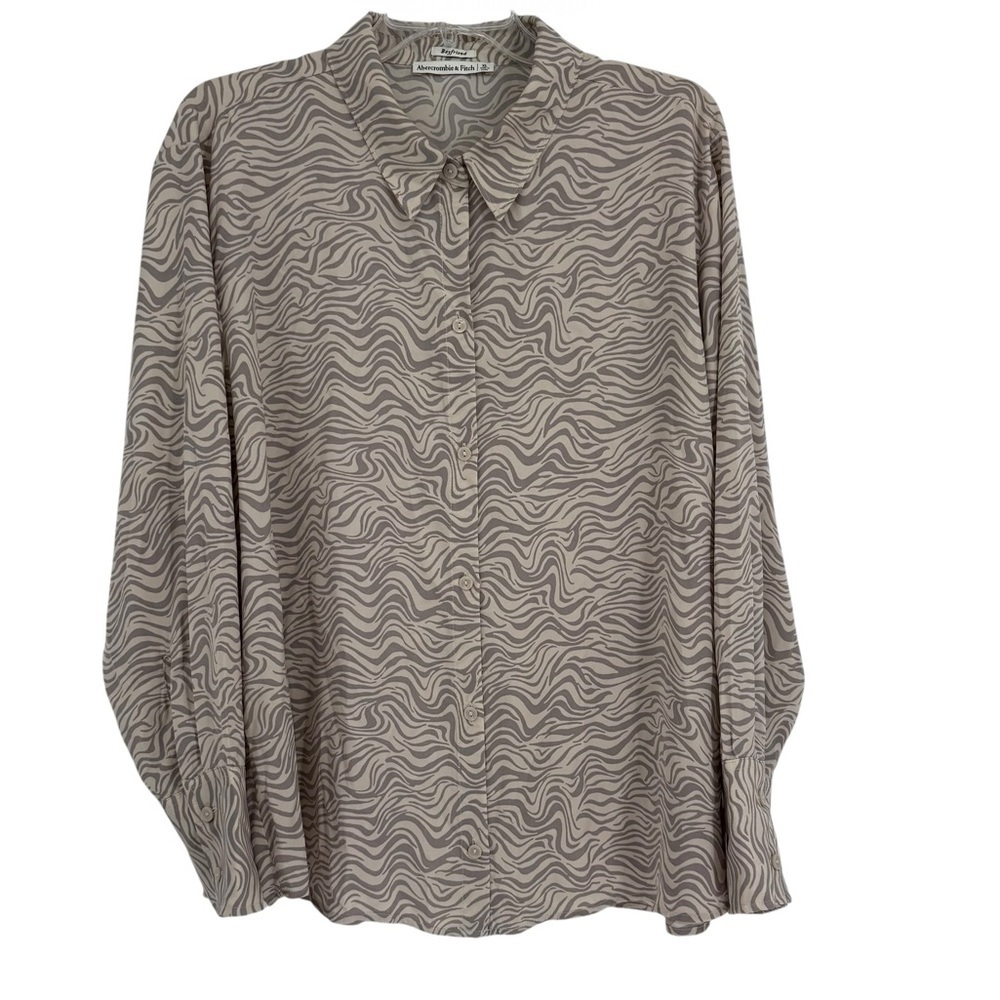 Abercrombie Fitch Boyfriend Button Up Top Women Size XL Long Sleeve Zebra print